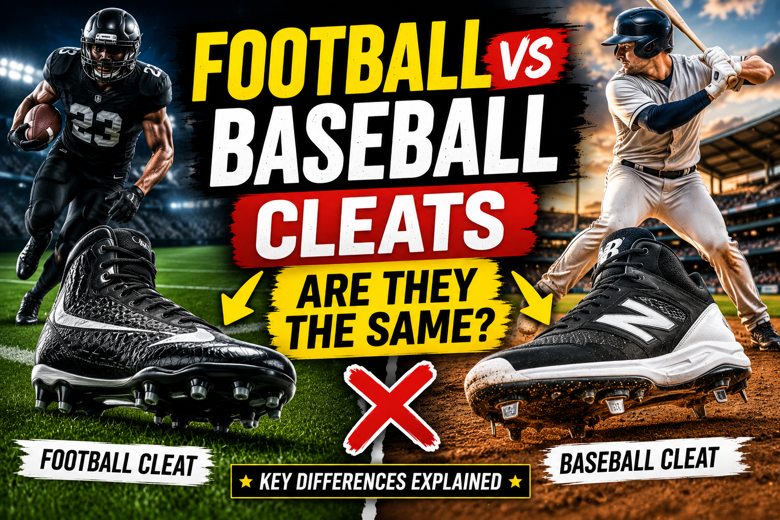 are football and baseball cleats the same